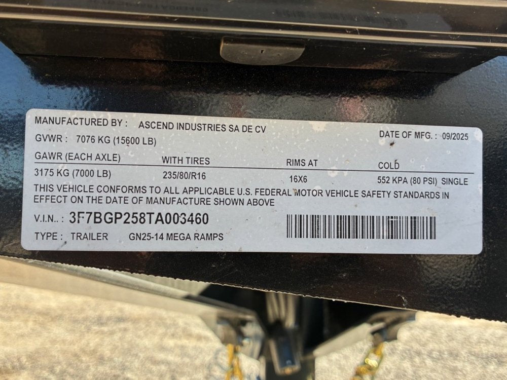 25' Stryker Gooseneck (2) 7K Axles Mega Ramps 14 ply Tires - Super Single Deckover/DO 7K MR - Stryker Dealership Group