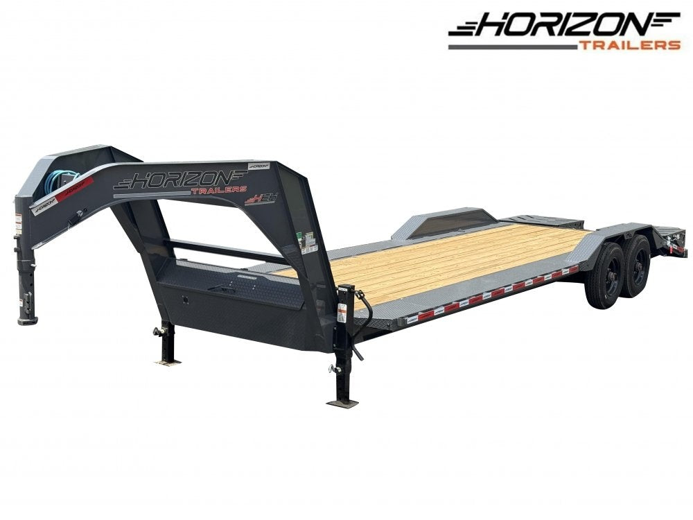 26' HEH Gooseneck Equipment Trailer (2) 10K Axles, Drive Over Fenders, 3' Dove W/ Mountain Ramps - Drive Over Fenders/Equipment Trailers - Stryker Dealership Group