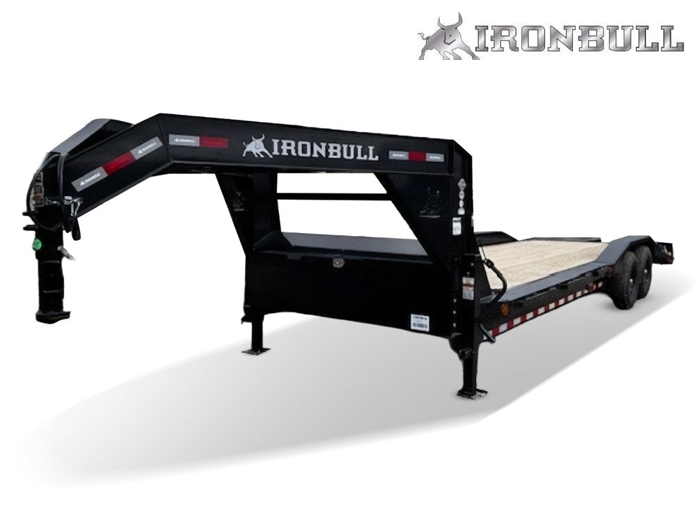 26' Iron Bull ETG Gooseneck Equipment Trailer Mega Ramps Drive Over Fenders - (2) 7,000 lb Axles - Low Profile Equipment Trailers - Equipment Trailers - Stryker Dealership Group