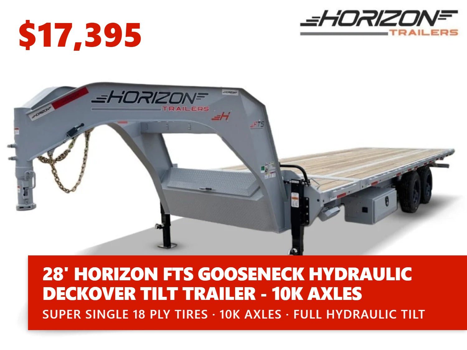 28' Horizon FTS Gooseneck Hydraulic Deckover Tilt Trailer - 10K