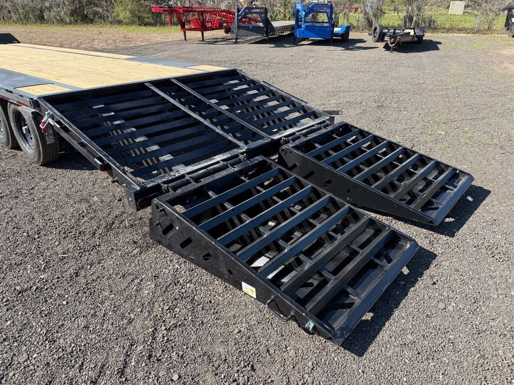30' FTZ Pintle Hitch (2) 7k Axles Mega Ramps Ratchet Slide Track - Equipment Trailers - Stryker Dealership Group