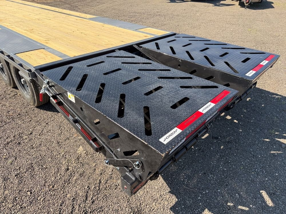 30' FTZ Pintle Hitch (2) 7k Axles Mega Ramps Ratchet Slide Track - Equipment Trailers - Stryker Dealership Group