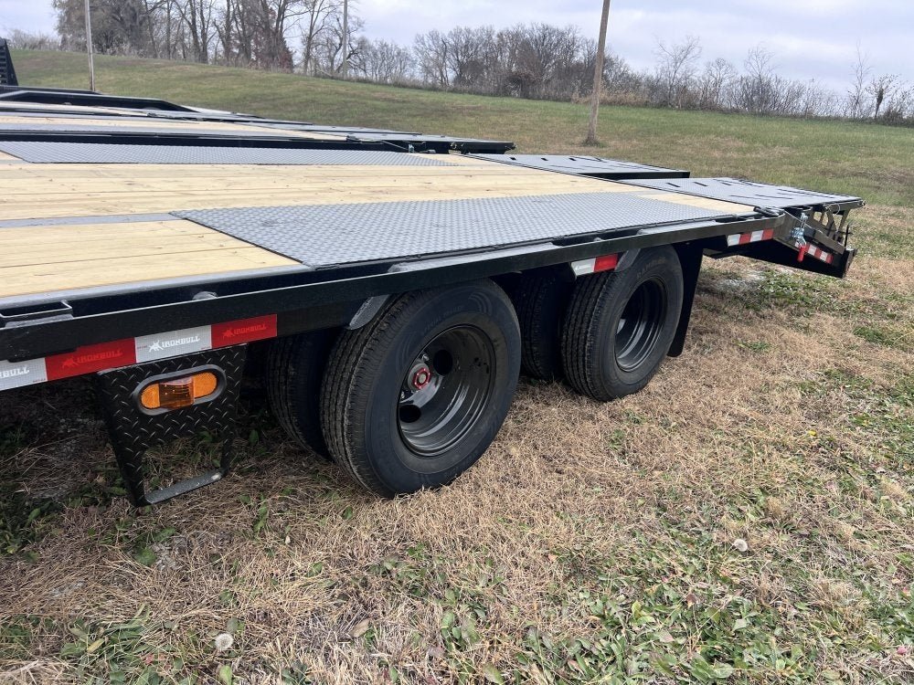 32' Iron Bull FLG Gooseneck Deckover Trailer Mega Ramps - (2) 10,000 lb Axles 912394 - Stryker Dealership Group