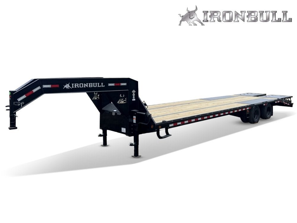 32' Iron Bull FLG Gooseneck Deckover Trailer Mega Ramps - (2) 10,000 lb Axles 913922 - Stryker Dealership Group
