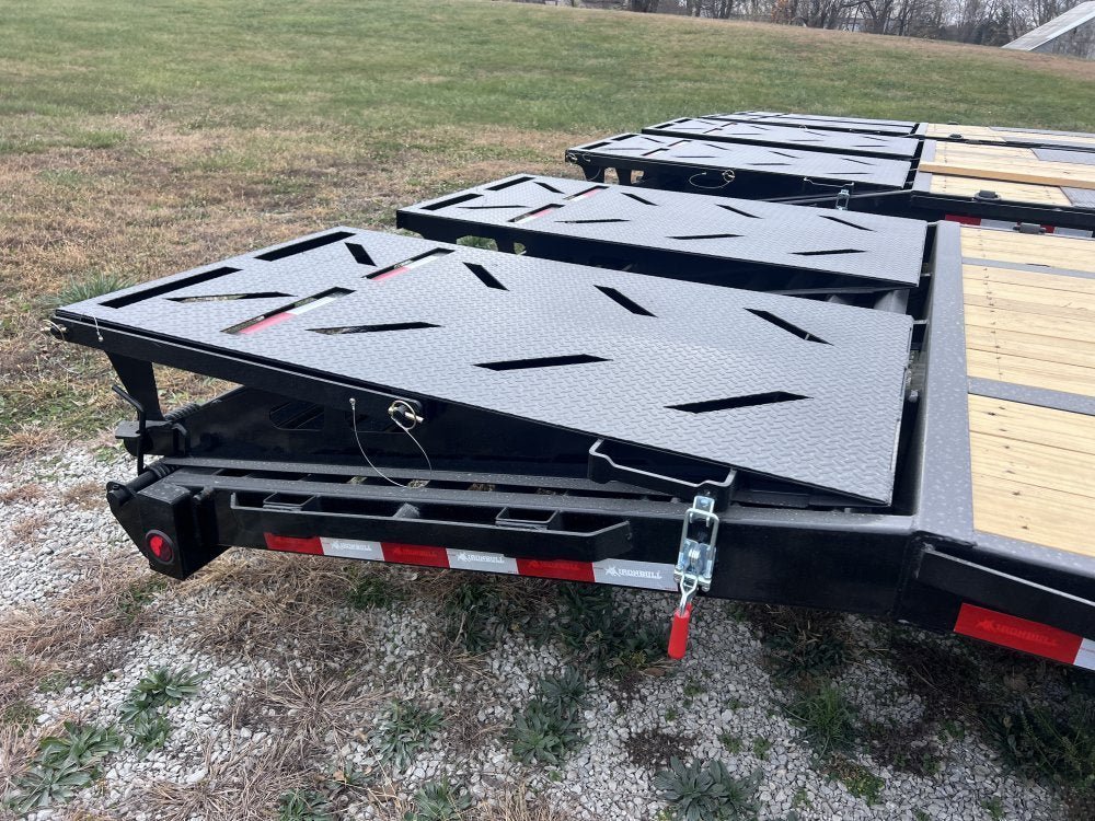 32' Iron Bull FLG Gooseneck Deckover Trailer Mega Ramps - (2) 12,000 lb Axles 912390 - Stryker Dealership Group