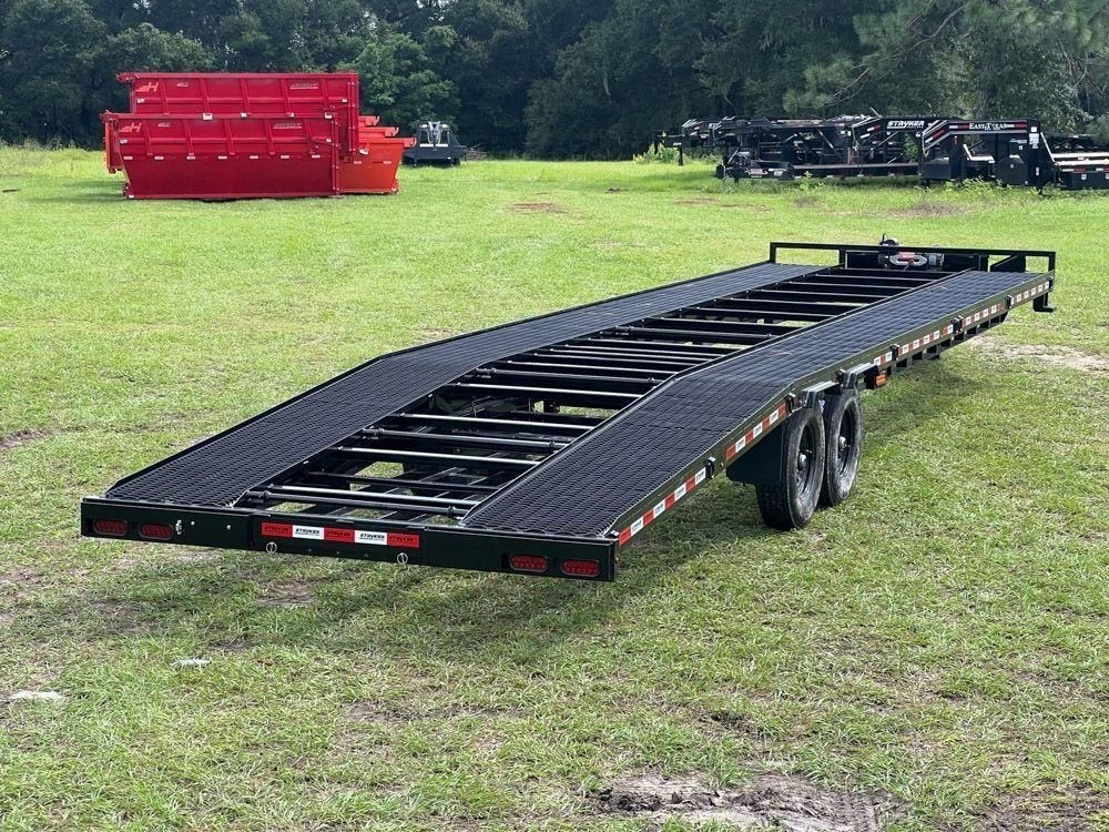 36' Bumper Pull Two Car Trailer (2) 8k Axles - Mesh Deck - 14 ply Tires & Spare - Winch 2681 - Stryker Dealership Group