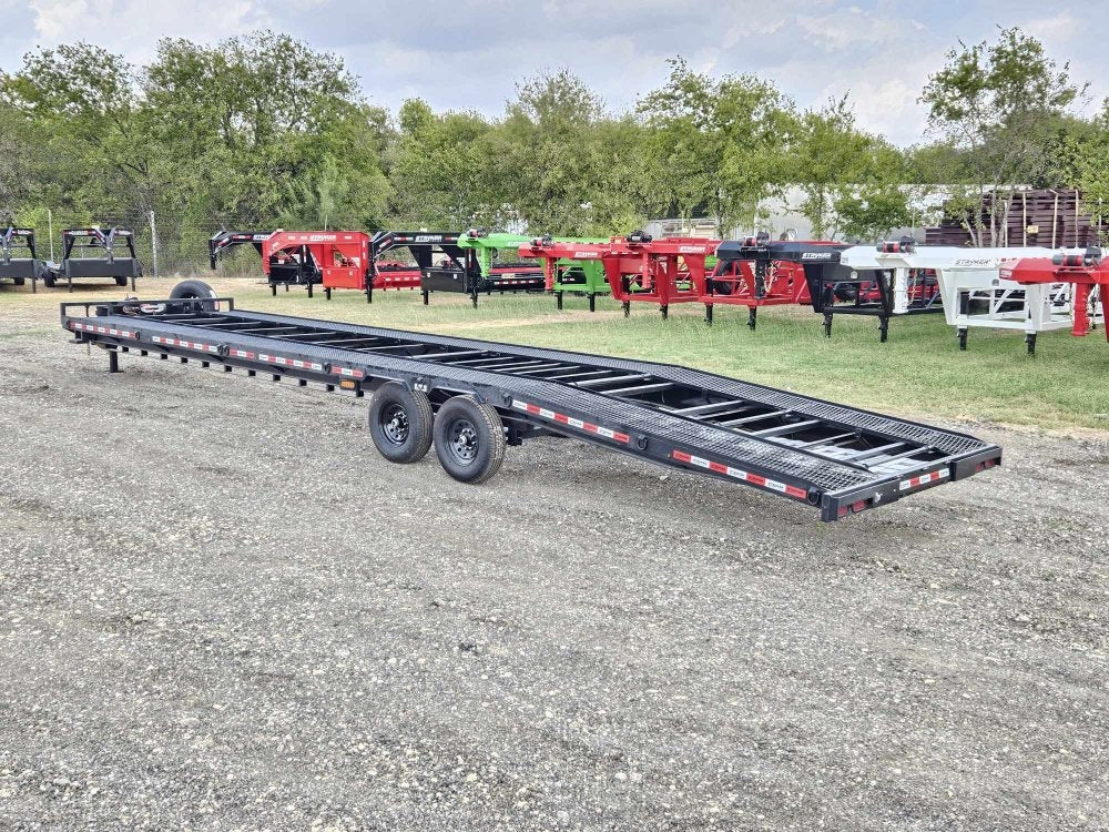 36' Bumper Pull Two Car Trailer (2) 8k Axles - Mesh Deck - 14 ply Tires & Spare - Winch - Two Car Hauler - Stryker Dealership Group