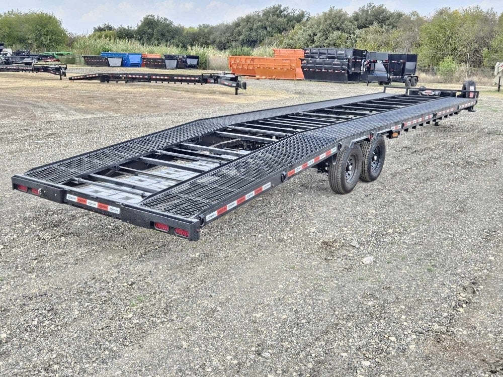 36' Bumper Pull Two Car Trailer (2) 8k Axles - Mesh Deck - 14 ply Tires & Spare - Winch - Two Car Hauler - Stryker Dealership Group