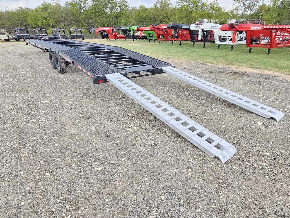 36' Bumper Pull Two Car Trailer (2) 8k Axles - Mesh Deck - 14 ply Tires & Spare - Winch - Two Car Hauler - Stryker Dealership Group