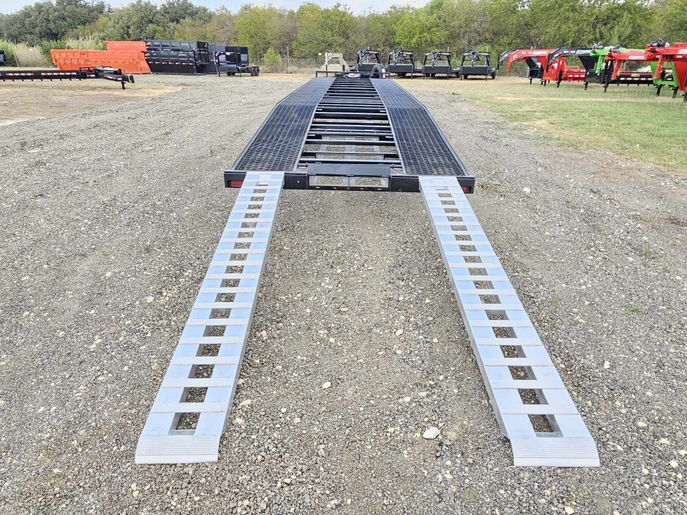36' Bumper Pull Two Car Trailer (2) 8k Axles - Mesh Deck - 14 ply Tires & Spare - Winch - Two Car Hauler - Stryker Dealership Group