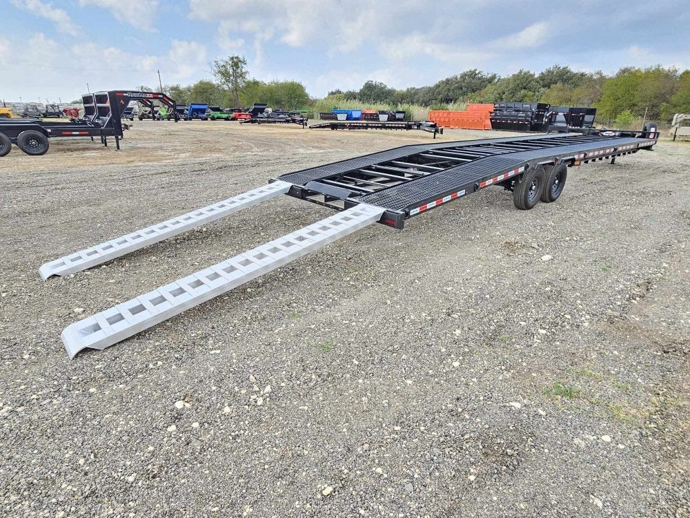 36' Bumper Pull Two Car Trailer (2) 8k Axles - Mesh Deck - 14 ply Tires & Spare - Winch - Two Car Hauler - Stryker Dealership Group