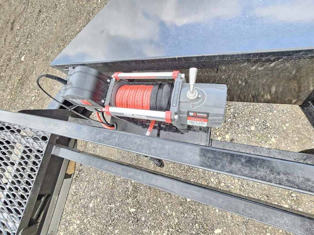 36' Bumper Pull Two Car Trailer (2) 8k Axles - Mesh Deck - 14 ply Tires & Spare - Winch - Two Car Hauler - Stryker Dealership Group