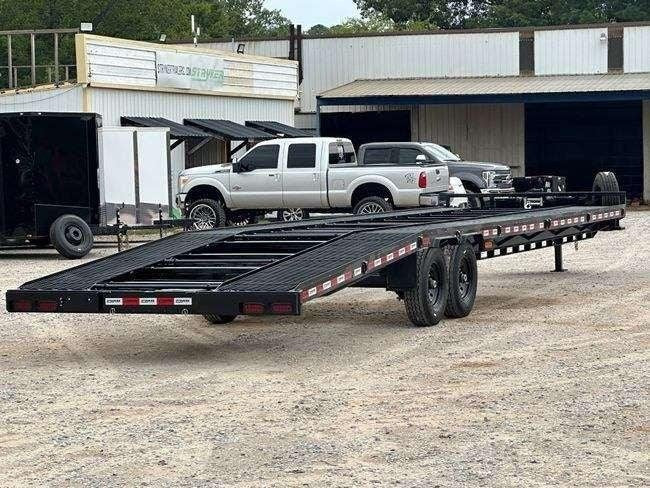 36' Bumper Pull Two Car Trailer (2) 8k Axles - Mesh Deck - 14 ply Tires & Spare - Winch - Two Car Hauler/Multi Car Haulers - Stryker Dealership Group