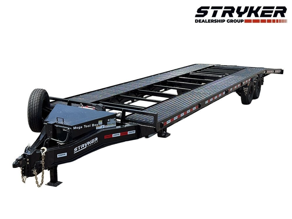 36' Bumper Pull Two Car Trailer (2) 8k Axles - Mesh Deck - 14 ply Tires & Spare - Winch - Two Car Hauler/Multi Car Haulers - Stryker Dealership Group