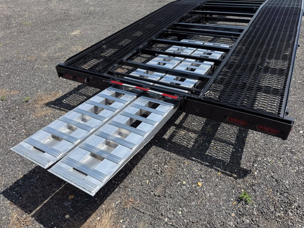 36' Bumper Pull Two Car Trailer (2) 8k Axles - Mesh Deck - 14 ply Tires & Spare - Winch - Two Car Hauler/Multi Car Haulers - Stryker Dealership Group