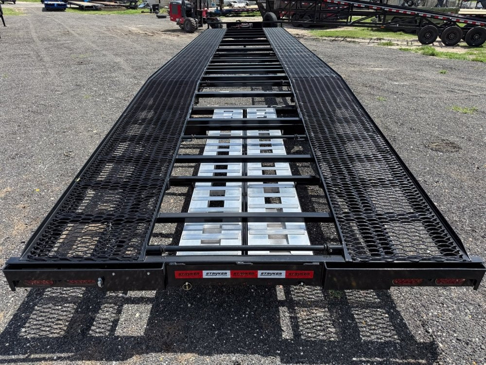 36' Bumper Pull Two Car Trailer (2) 8k Axles - Mesh Deck - 14 ply Tires & Spare - Winch - Two Car Hauler/Multi Car Haulers - Stryker Dealership Group