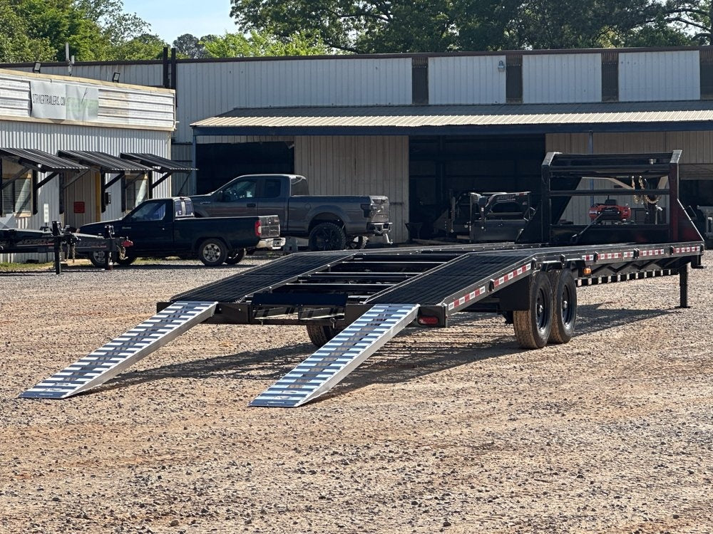36' Gooseneck Mesh Deck (2) 8k Axles - 12k GVWR Derated- 14 Ply Tires w/Spare - 10' Aluminum Ramps - - Two Car Hauler/Multi Car Haulers - Stryker Dealership Group