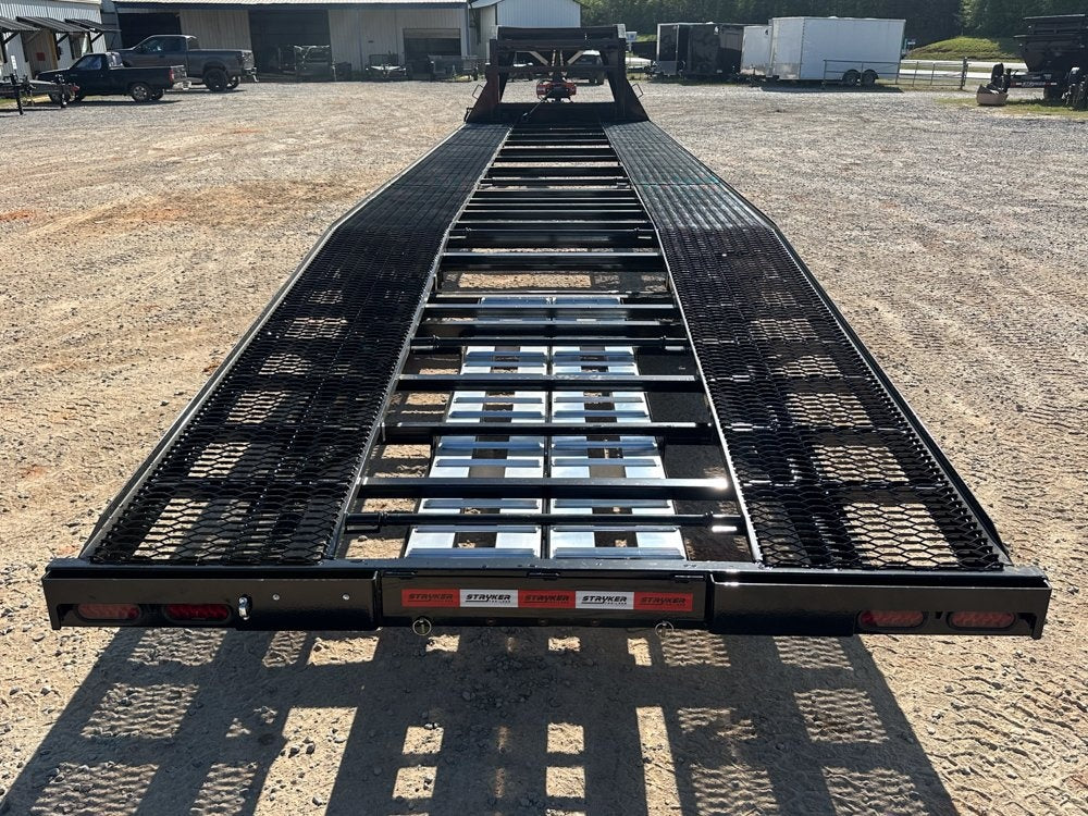 36' Gooseneck Mesh Deck (2) 8k Axles - 12k GVWR Derated- 14 Ply Tires w/Spare - 10' Aluminum Ramps - - Two Car Hauler/Multi Car Haulers - Stryker Dealership Group