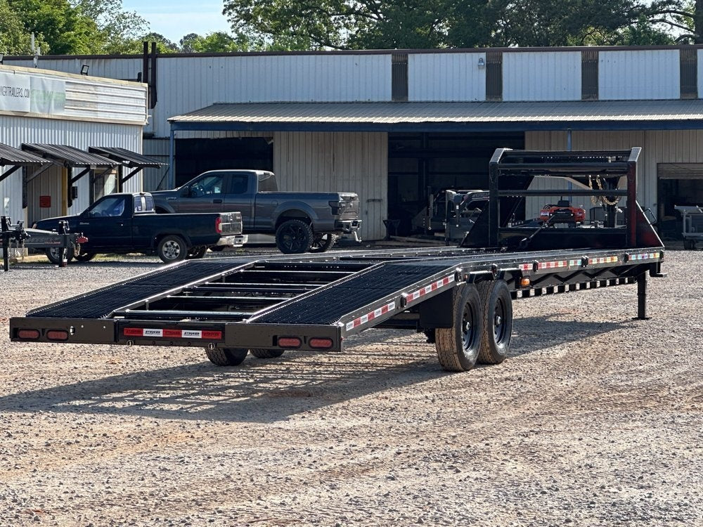 36' Gooseneck Mesh Deck (2) 8k Axles - 12k GVWR Derated- 14 Ply Tires w/Spare - 10' Aluminum Ramps - - Two Car Hauler/Multi Car Haulers - Stryker Dealership Group
