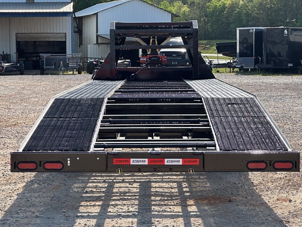 36' Gooseneck Mesh Deck (2) 8k Axles - 12k GVWR Derated- 14 Ply Tires w/Spare - 10' Aluminum Ramps - - Two Car Hauler/Multi Car Haulers - Stryker Dealership Group