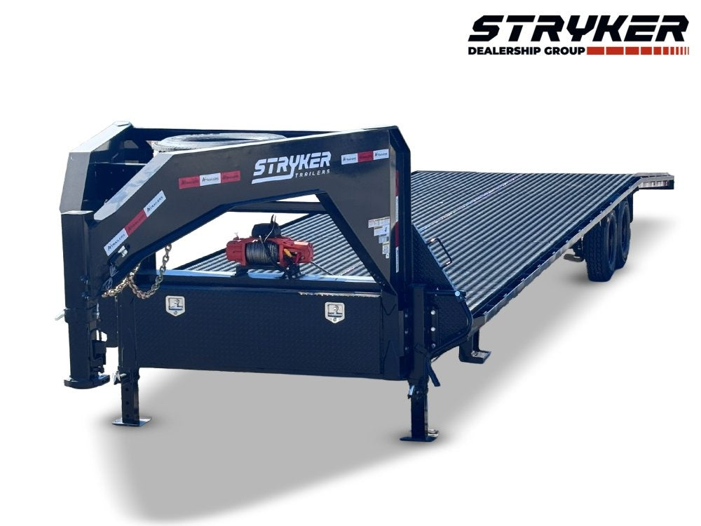 36' Gooseneck Mesh Deck (2) 8k Axles - 12k GVWR Derated- 14 Ply Tires w/Spare - 10' Aluminum Ramps - - Two Car Hauler/Multi Car Haulers - Stryker Dealership Group