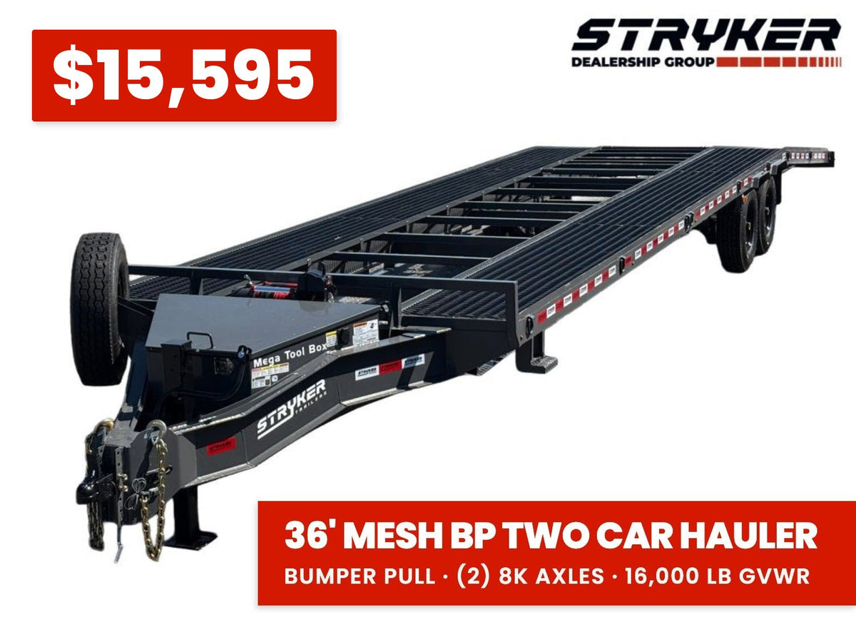 36' Stryker Bumper Pull Mesh Deck Multi Car Hauler - (2) 8k Axles 004675