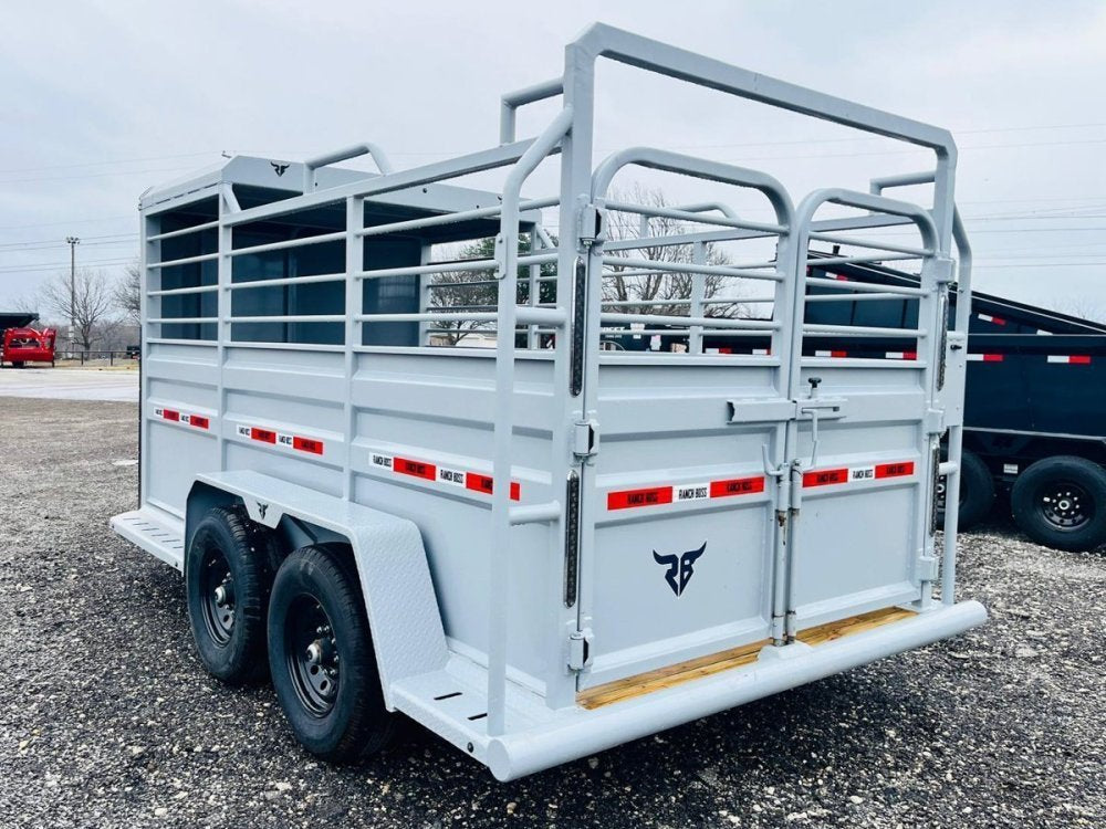 16' Ranchboss STR Bumper Pull 1/2 Top Livestock Trailer - (2) 7k Axles 015138