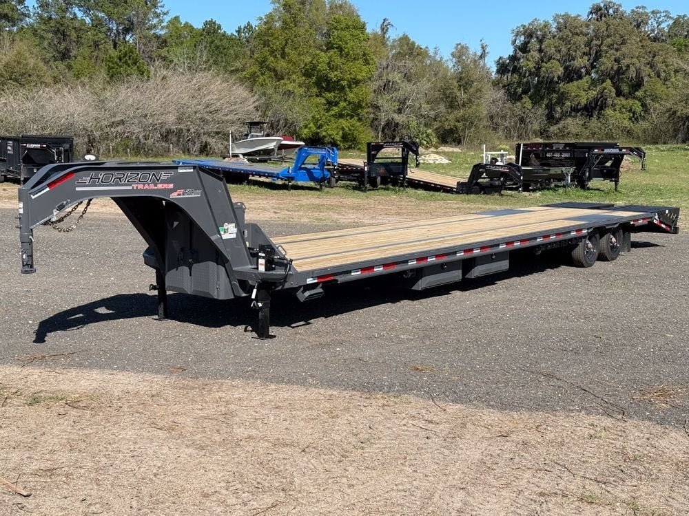 40' FHZSS Gooseneck Deckover (2) 10K Axles Super Single 18 Ply Tires Mega Ramps 8401 - Stryker Dealership Group