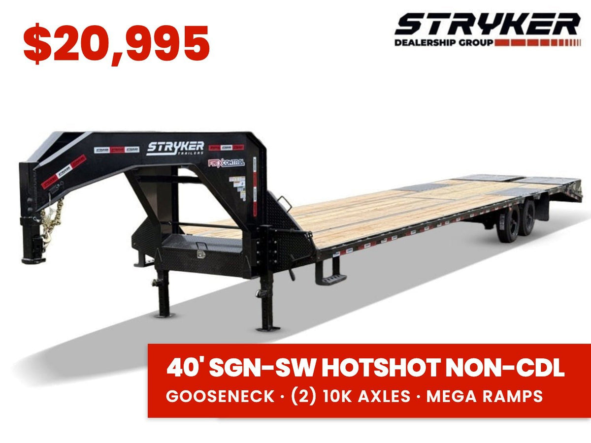 40' Stryker Gooseneck Hotshot Non-CDL Deckover Trailer Mega Ramps - (2) 10K Axles - Derated 004760 - Stryker Dealership Group