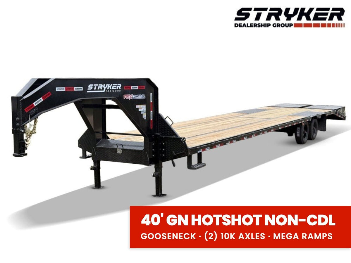 40' Stryker Gooseneck Hotshot Non-CDL Deckover Trailer Mega Ramps - (2) 10K Axles - Derated 004967 - Stryker Dealership Group