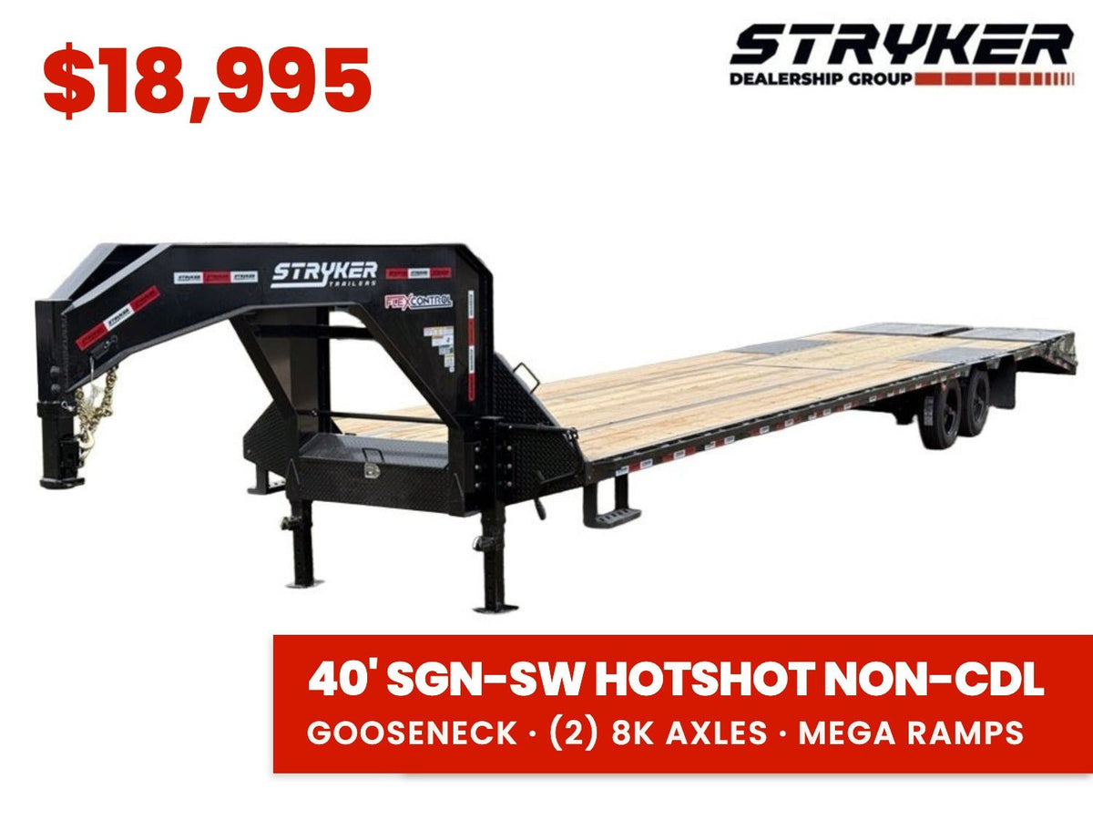 40' Stryker Gooseneck Hotshot Non-CDL Deckover Trailer Mega Ramps - (2) 8K Axles 004762 - Stryker Dealership Group