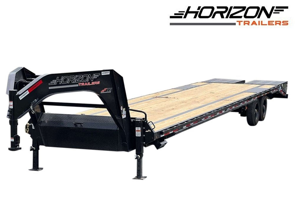 40' Black FTZ Gooseneck (2) 7k Axles Mega Ramps 15k GVWR 14ply Tires - I-Beam Bridge Upgrade - Hotshot Non-CDL/DO 7K MR - Stryker Dealership Group