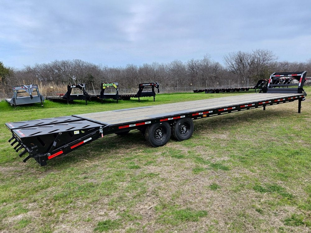 40' Black FTZ Gooseneck (2) 7k Axles Mega Ramps 15k GVWR 14ply Tires - I-Beam Bridge Upgrade - Hotshot Non-CDL/DO 7K MR - Stryker Dealership Group