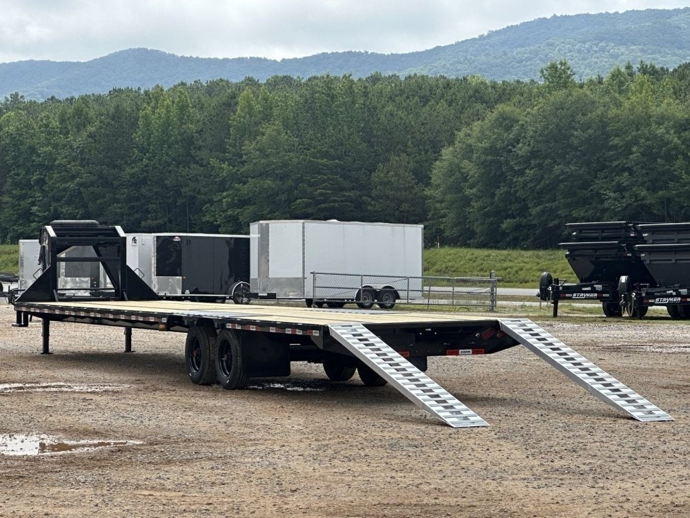 40' Hotshot Elite Gooseneck SD 10k Axles - Derated 12k GVWR - 18ply Tires & Spare & 10' Aluminum Ram - Hotshot Non-CDL/DO 10K SD SS - Stryker Dealership Group