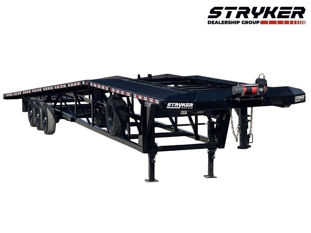 50' Wedge Car Hauler (3) 7k Axles - Winch - 14ply Tires plus Spare - 10' Aluminum Ramps 002739 - Stryker Dealership Group