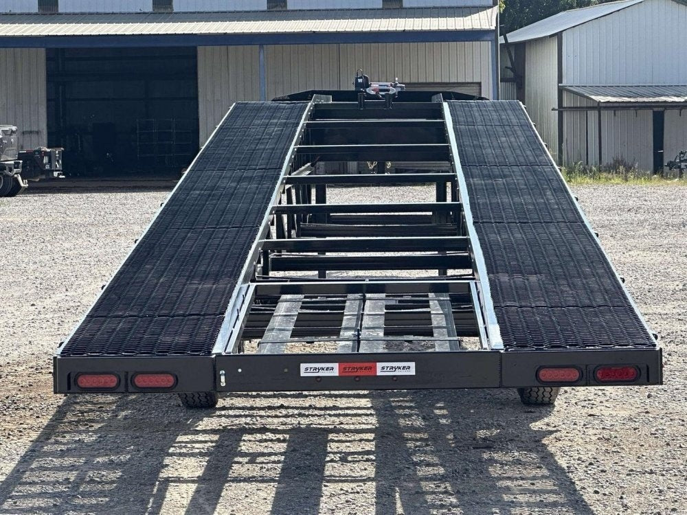 50' Wedge Car Hauler (3) 7k Axles - Winch - 14ply Tires plus Spare - 10' Aluminum Ramps 002942 - Stryker Dealership Group