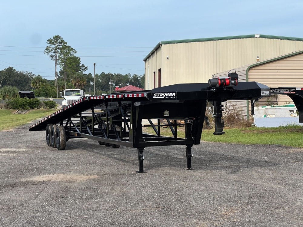 50' Wedge Car Hauler (3) 7k Axles - Winch - 14ply Tires plus Spare - 10' Aluminum Ramps - Wedge 3 Car Hauler - Stryker Dealership Group