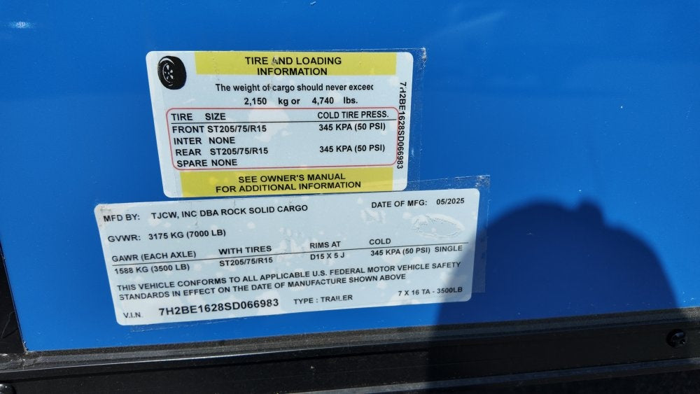 7 x 16 TA Enclosed Trailer - Black Out Package - .080 Polycore - 7' Interior - Enclosed - Stryker Dealership Group