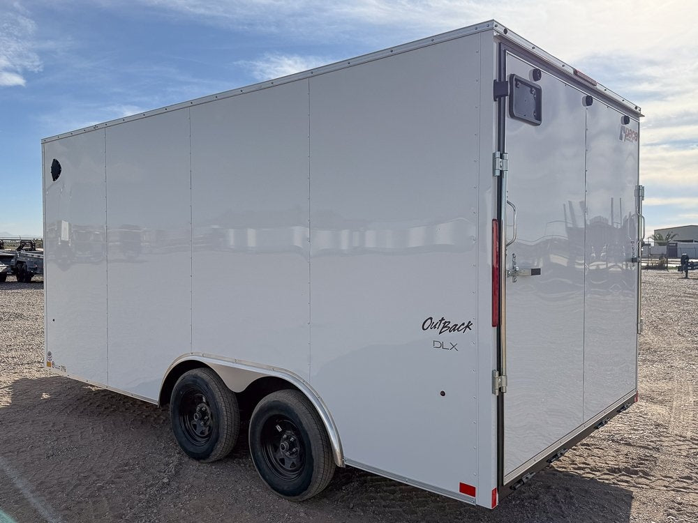 8.5 x 16 Outback DLX Flat Top V Nose Car Hauler (2) - 3500 lbs Axles - Enclosed - Stryker Dealership Group