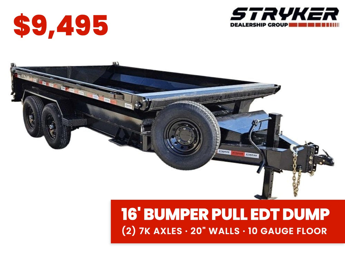 16' Stryker EDT Bumper Pull Dump Trailer 20" Side Walls - (2) 7k Axles 004041