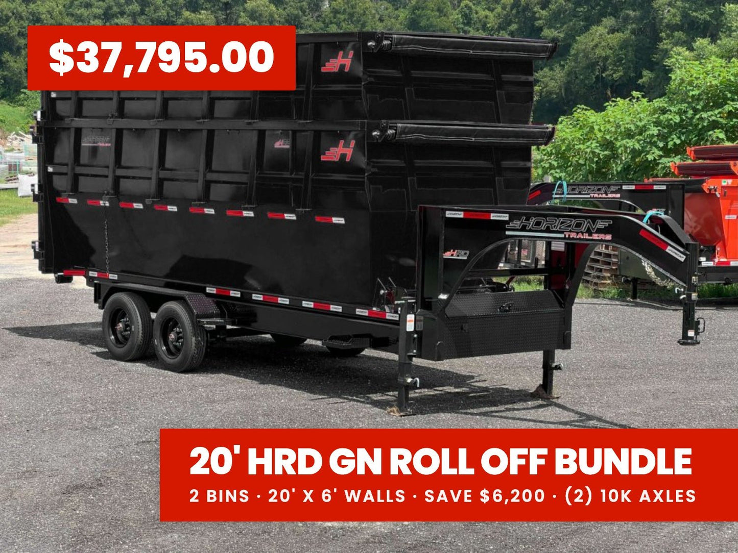 Horizon 20' HRD GN Roll off Bundle (2) 10k Axles + 2 Bins w/ 6' Walls 11914 - Stryker Dealership Group