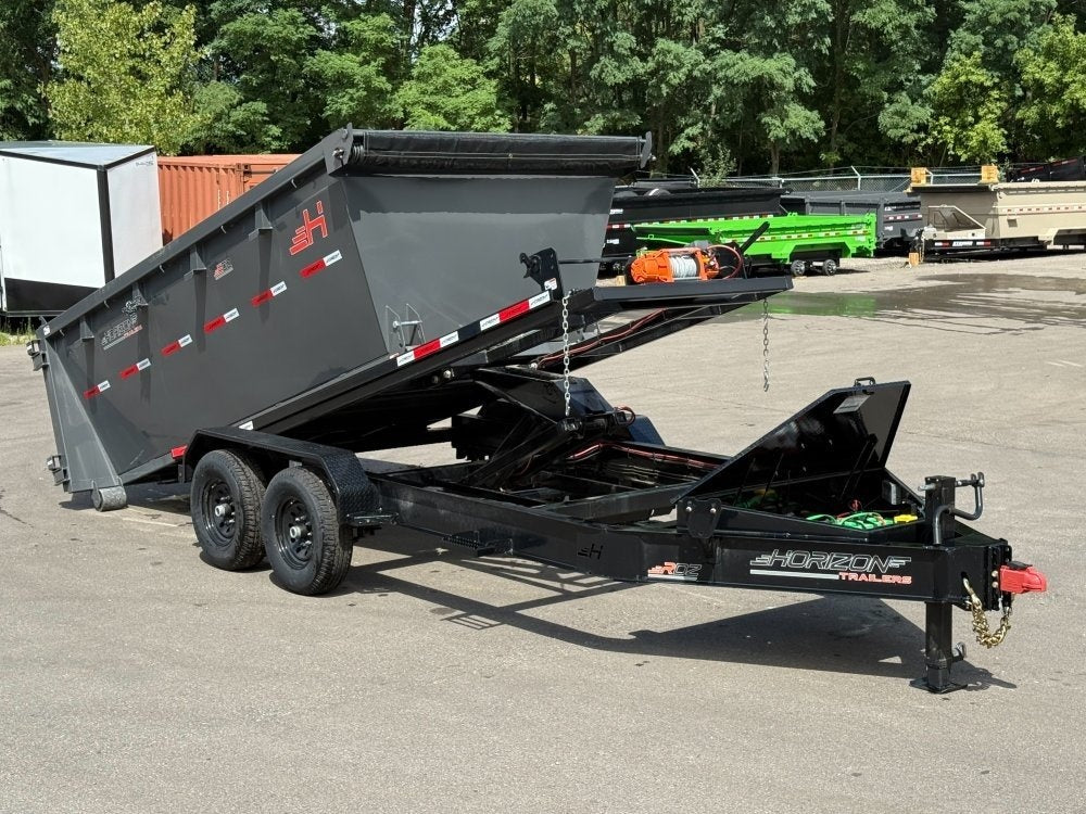 Horizon 14' RDZ BP Roll off Bundle (2) 7k Axles + 1 Bin w/ 4' Walls - Roll Off Packages/RO 14' Bumper Pull - Stryker Dealership Group