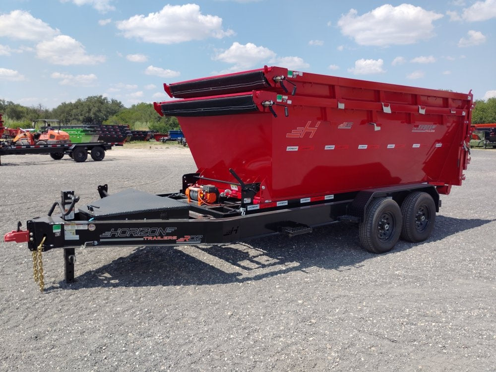 Horizon 14' RDZ BP Roll off Bundle (2) 7k Axles + 2 Bins w/ 4' Walls - Roll Off Base Trailer/RO 14' Bumper Pull - Stryker Dealership Group