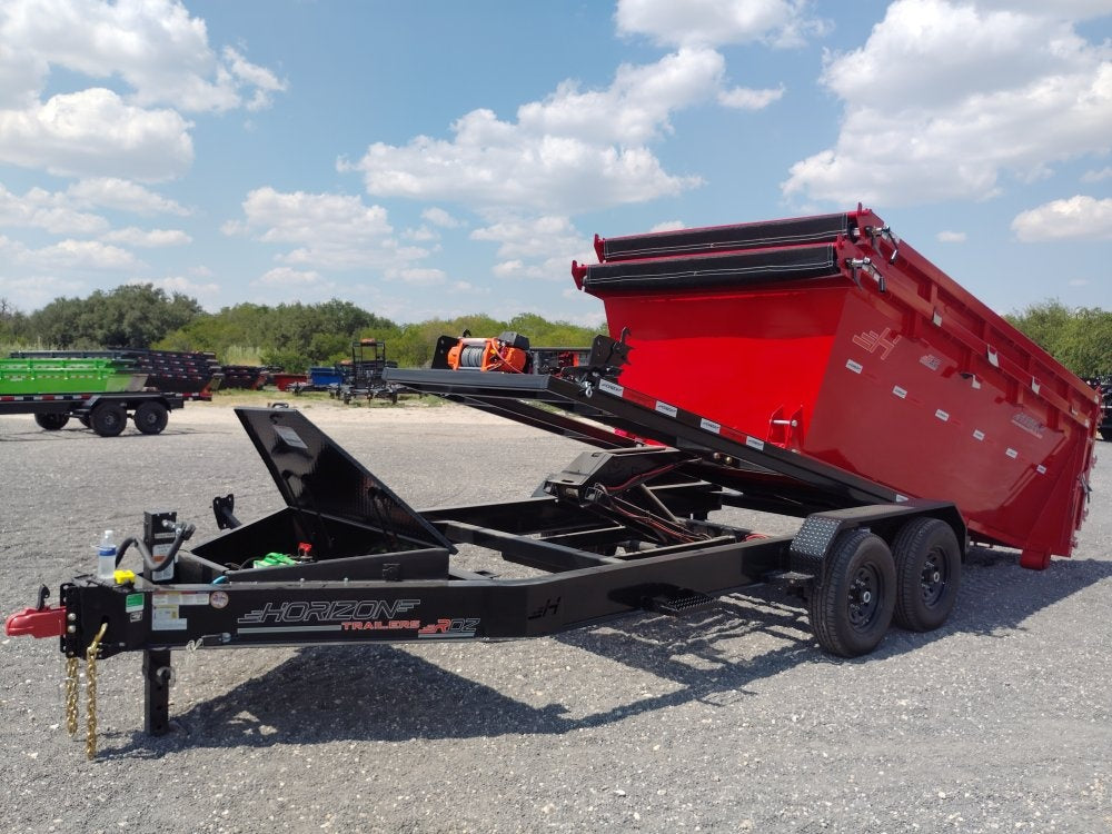 Horizon 14' RDZ BP Roll off Bundle (2) 7k Axles + 2 Bins w/ 4' Walls - Roll Off Base Trailer/RO 14' Bumper Pull - Stryker Dealership Group