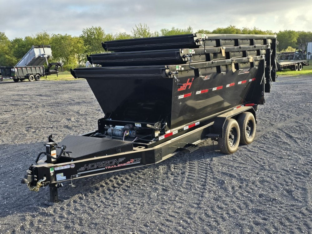 Horizon 14' RDZ BP Roll off Bundle (2) 7k Axles + 3 Bins w/ 4' Walls - Roll Off Packages/RO 14' Bumper Pull - Stryker Dealership Group