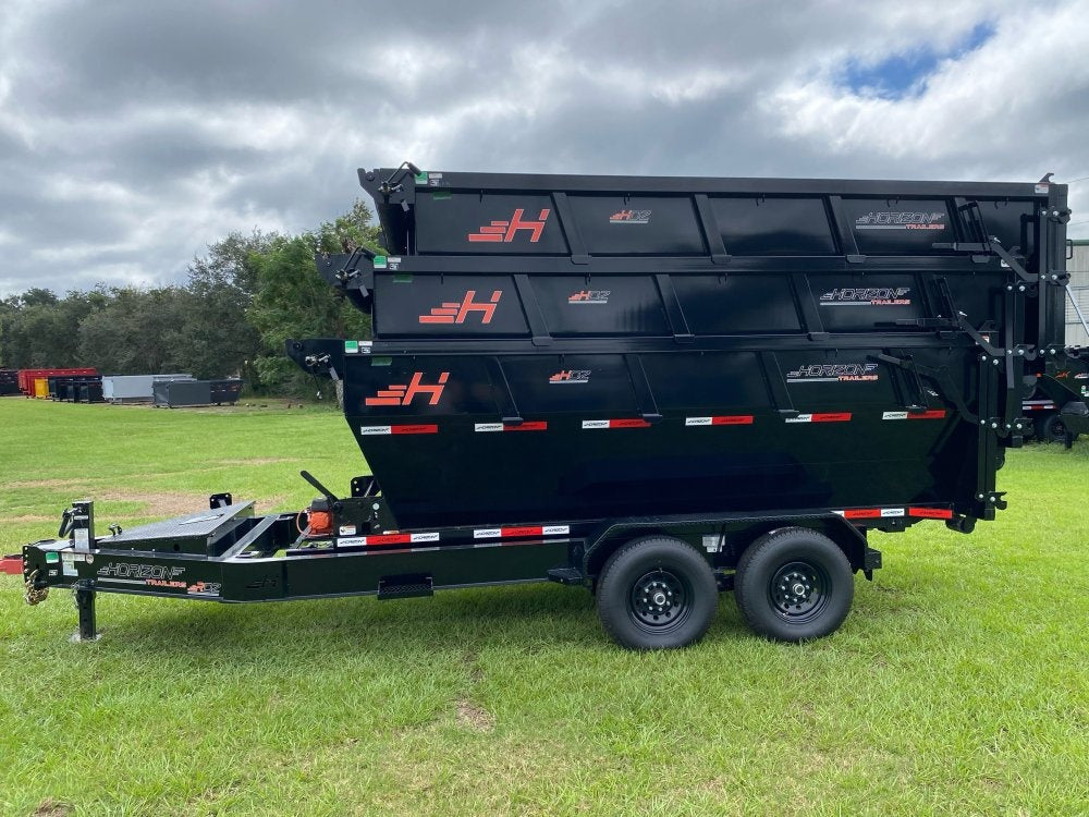 Horizon 14' RDZ BP Roll off Bundle (2) 7k Axles + 3 Bins w/ 4' Walls - Roll Off Packages/RO 14' Bumper Pull - Stryker Dealership Group