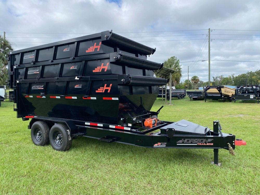 Horizon 14' RDZ BP Roll off Bundle (2) 7k Axles + 3 Bins w/ 4' Walls - Roll Off Packages/RO 14' Bumper Pull - Stryker Dealership Group