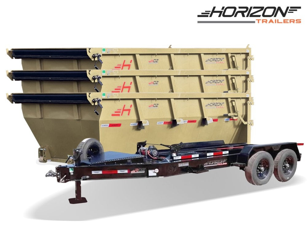 Horizon 14' RDZ BP Roll off Bundle (2) 7k Axles + 3 Bins w/ 4' Walls - Roll Off Packages/RO 14' Bumper Pull - Stryker Dealership Group