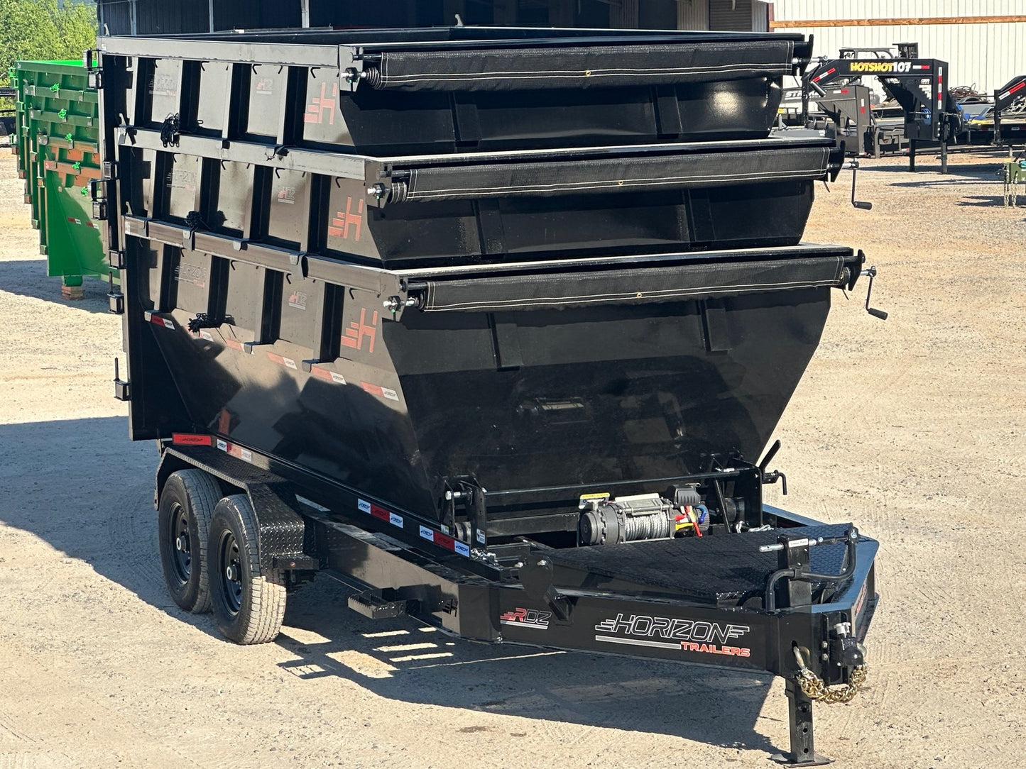 Horizon 14' RDZ BP Roll off Bundle (2) 7k Axles + 3 Bins w/ 4' Walls HZN14BP7K4FTEDZ3BLKAL - Ghost ROP - Stryker Dealership Group