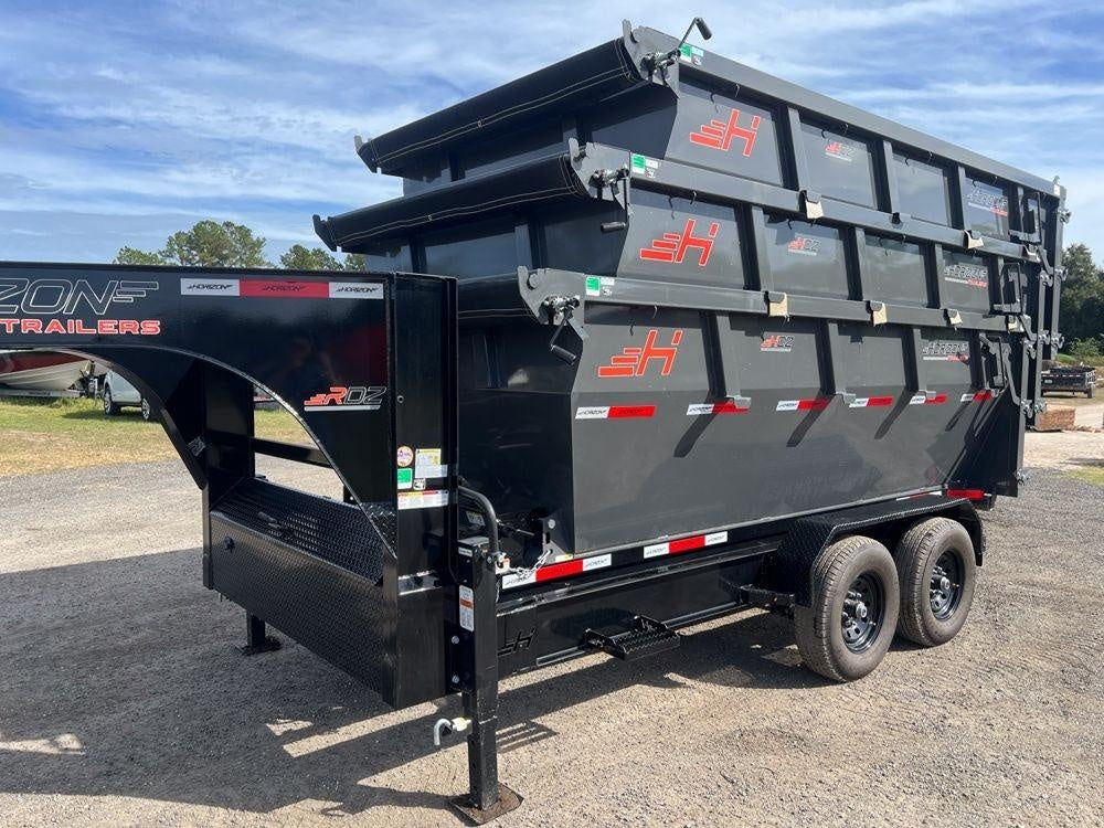 Horizon 14' RDZ GN Roll off Bundle (2) 7k Axles + 3 Bins w/ 4' Walls HZN14GN7K4FTEDZ3GrayAL - Ghost ROP - Stryker Dealership Group